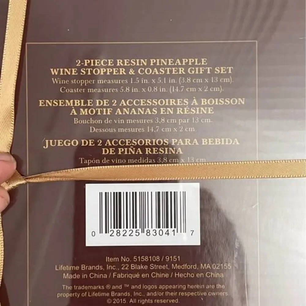 The Bombay Company Pineapple Wine Stopper & Coaster Gift Set